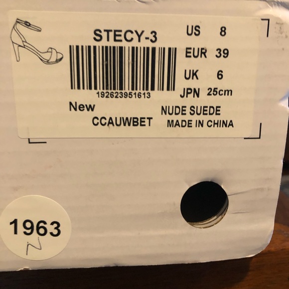 Dream Pairs Stecy-3 High Heel Open Toe Sandal, Nude Suede, Size 8 - Picture 7 of 7